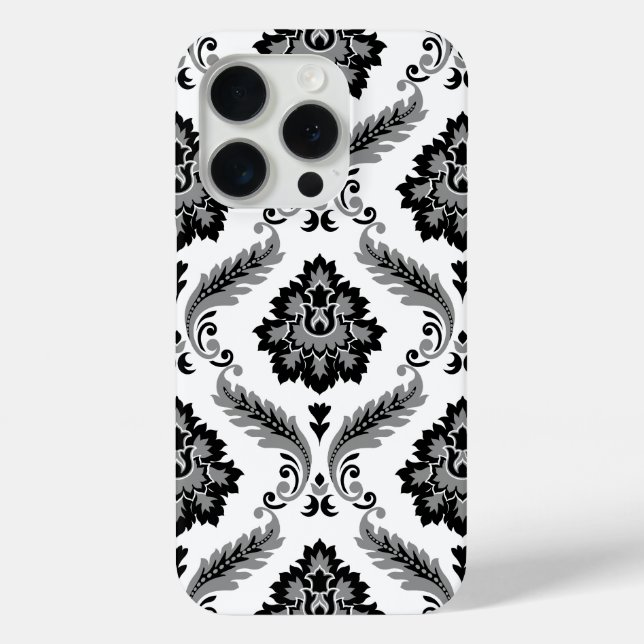 Rococo Damask Pattern Grey Black White Case-Mate iPhone Case (Back)