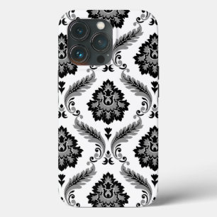 Rococo Damask Pattern Grey Black White iPhone 13 Pro Case