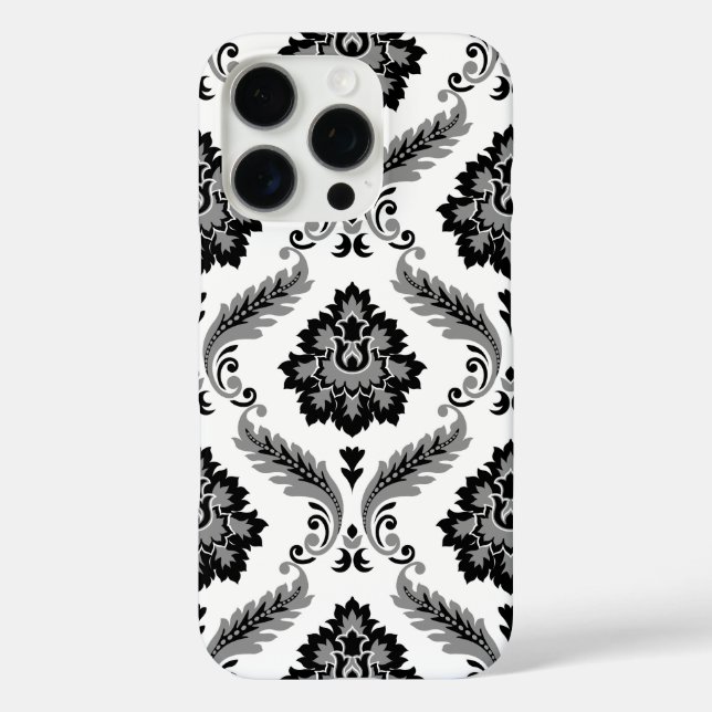 Rococo Damask Pattern Grey Black White Case-Mate iPhone Case (Back)