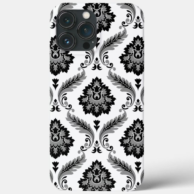 Rococo Damask Pattern Grey Black White Case-Mate iPhone Case (Back)