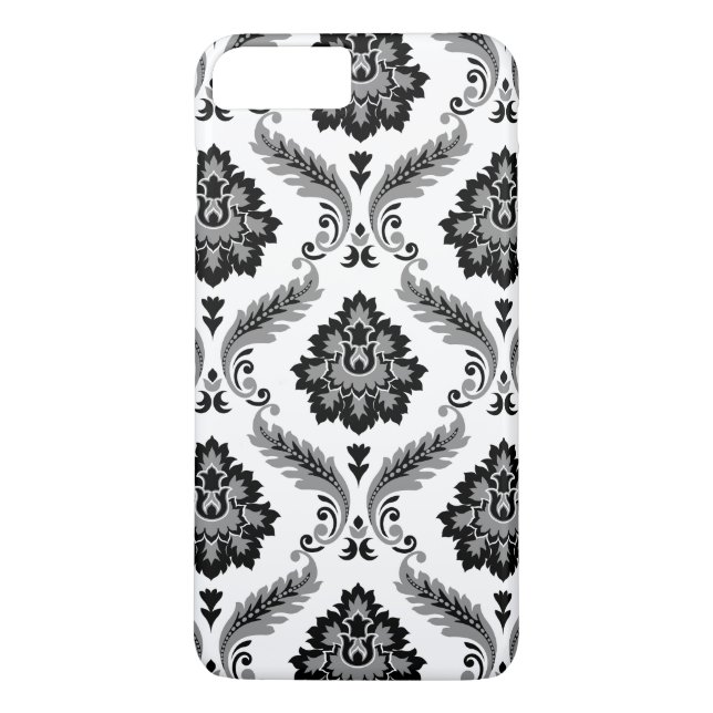 Rococo Damask Pattern Grey Black White Case-Mate iPhone Case (Back)