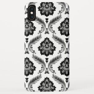 Rococo Damask Pattern Grey Black White iPhone XS Max Case