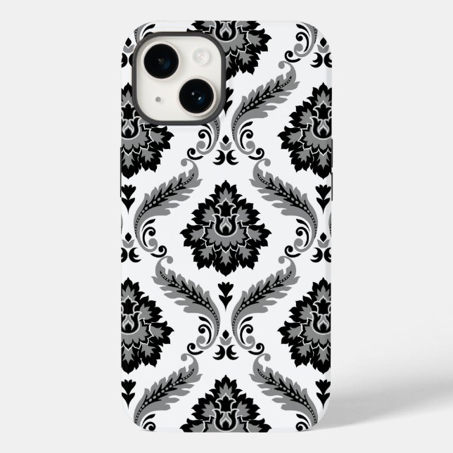Rococo Damask Pattern Grey Black White Case-Mate iPhone Case (Back)