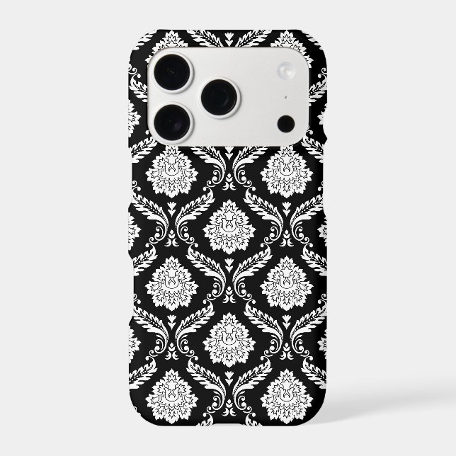 Rococo Damask Pattern White on Black  (Back)