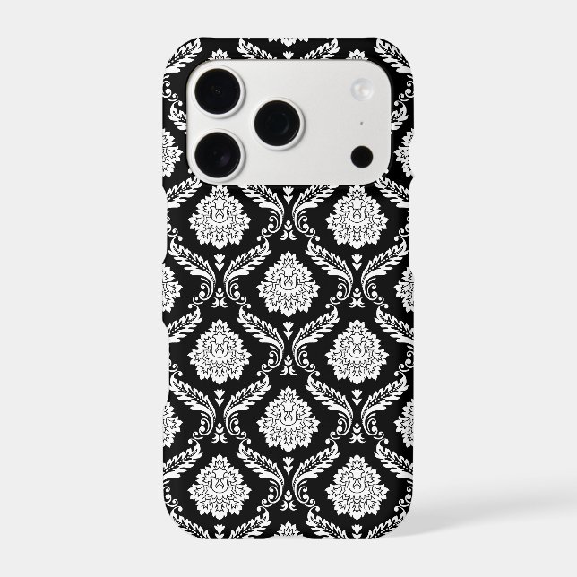 Rococo Damask Pattern White on Black  (Back)
