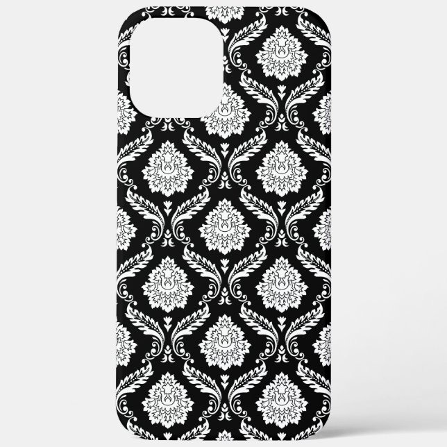 Rococo Damask Pattern White on Black  Case-Mate iPhone Case (Back)