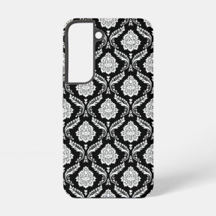 Rococo Damask Pattern White on Black Samsung Galaxy Case
