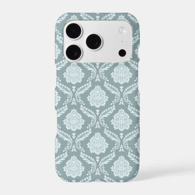 Rococo Damask Rpt Pattern Duck Egg Blue+Teal (Back)