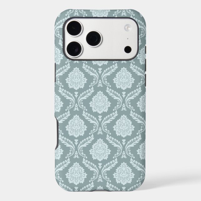 Rococo Damask Rpt Pattern Duck Egg Blue+Teal (Verso)