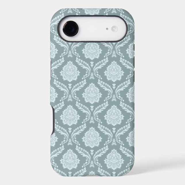 Rococo Damask Rpt Pattern Duck Egg Blue+Teal (Verso)