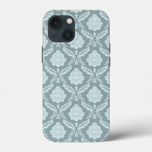 Rococo Damask Rpt Pattern Duck Egg Blue+Teal iPhone 13 Mini Case