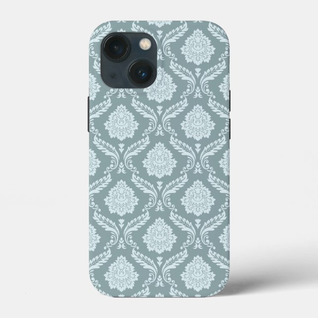 Rococo Damask Rpt Pattern Duck Egg Blue+Teal Case-Mate iPhone Case (Back)
