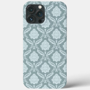 Rococo Damask Rpt Pattern Duck Egg Blue+Teal iPhone 13 Pro Max Case
