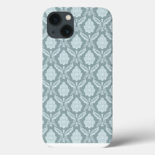 Rococo Damask Rpt Pattern Duck Egg Blue+Teal iPhone 13 Case