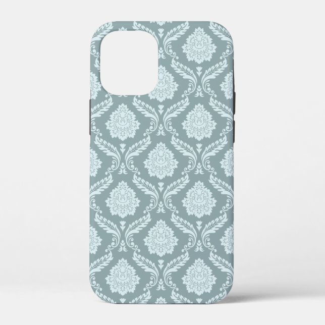 Rococo Damask Rpt Pattern Duck Egg Blue+Teal Case-Mate iPhone Case (Back)