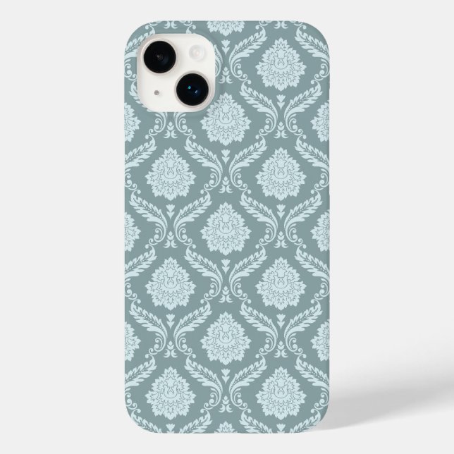 Rococo Damask Rpt Pattern Duck Egg Blue+Teal Case-Mate iPhone Case (Back)