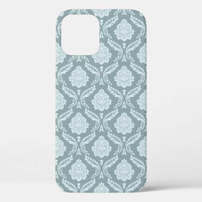 Rococo Damask Rpt Pattern Duck Egg Blue+Teal Case-Mate iPhone Case (Back)