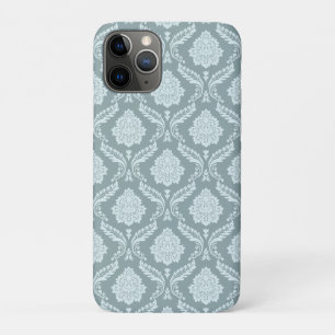 Rococo Damask Rpt Pattern Duck Egg Blue+Teal iPhone 11 Pro Case