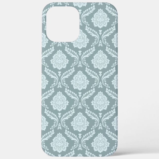 Rococo Damask Rpt Pattern Duck Egg Blue+Teal Case-Mate iPhone Case (Back)