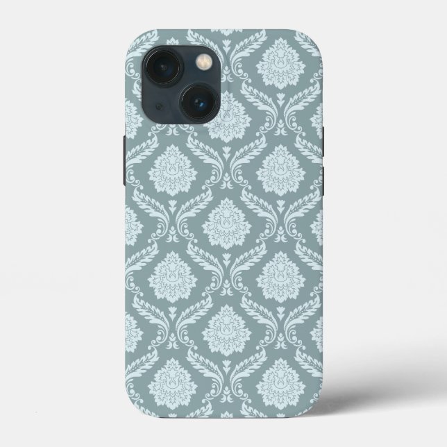 Rococo Damask Rpt Pattern Duck Egg Blue+Teal Case-Mate iPhone Case (Back)