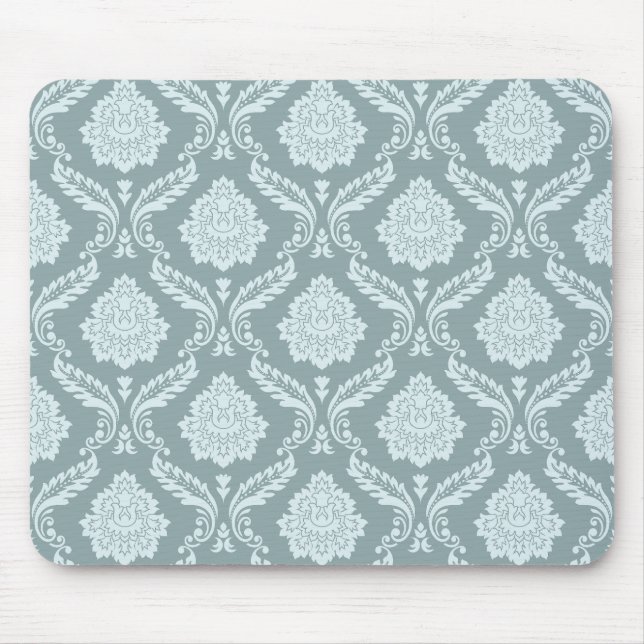 Rococo Damask Rpt Pattern Duck Egg Blue+Teal Mouse Pad (Front)