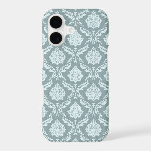 Rococo Damassé Rpt Motif Œuf de Canard Bleu+Turquo