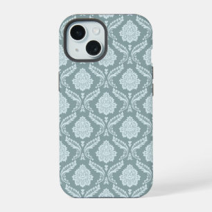Rococo Damassé Rpt Motif Œuf de Canard Bleu+Turquo