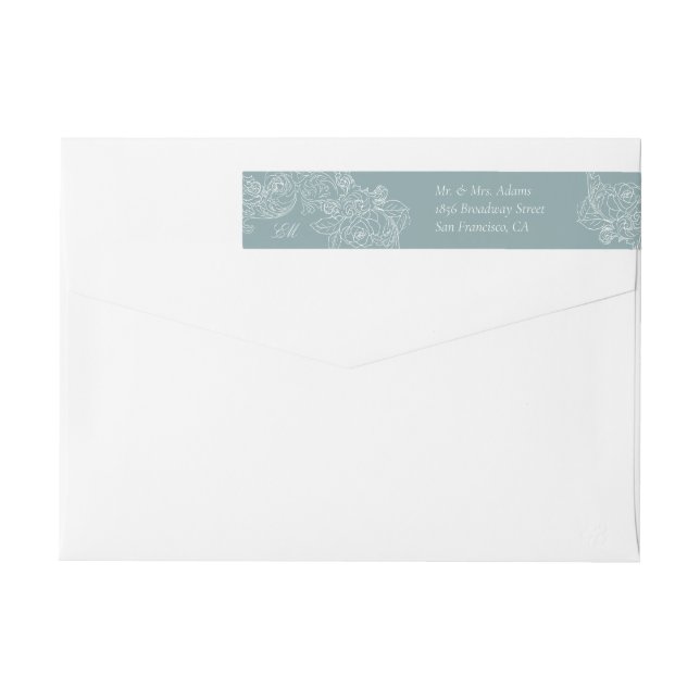 Rococo Dusty Blue Pre-Addressed Return Wrap Around Label (Back)