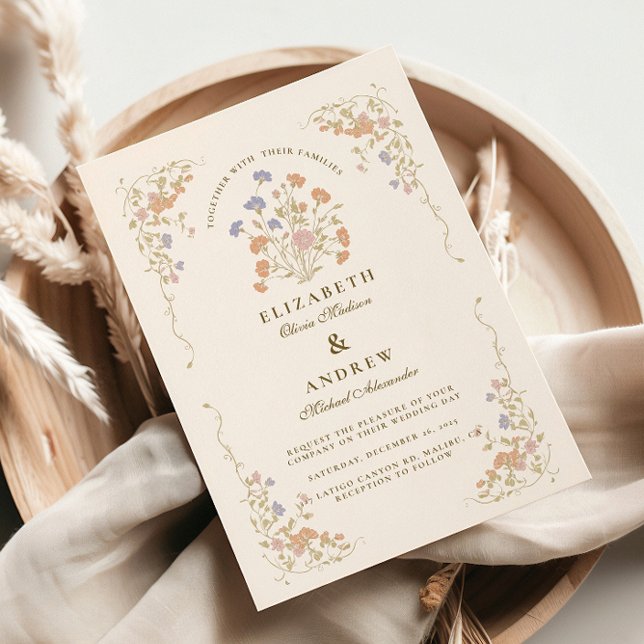 Rococo Floral Antique Frame Wedding Invitation (Creator Uploaded)