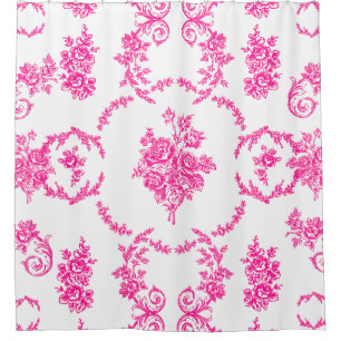 rococo floral botanical antique ornate pink toile