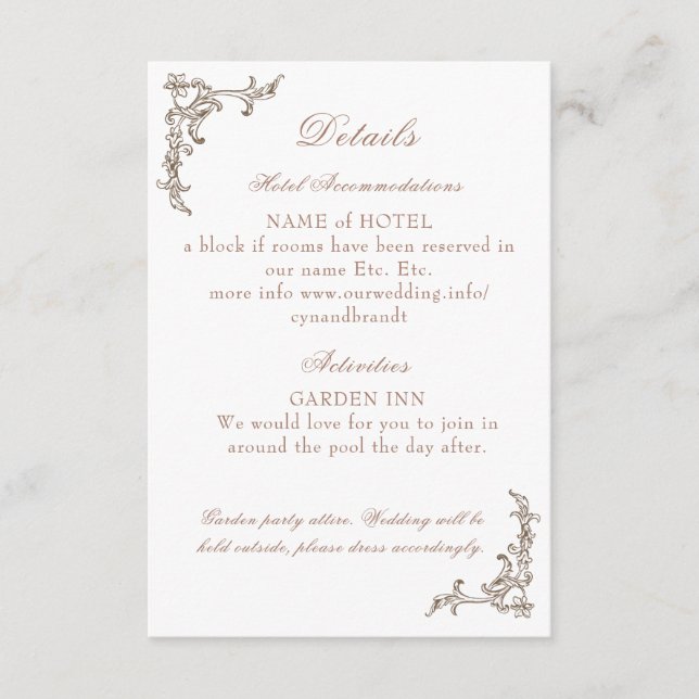 Rococo Florentine Monochrome Monogram Enclosure Card (Front)