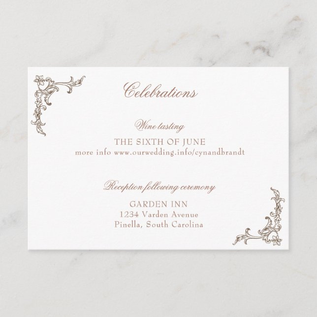 Rococo Florentine Monochrome Monogram Enclosure Card (Front)