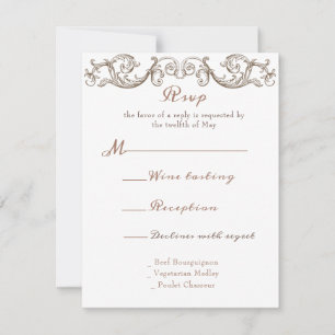 Rococo Florentine Monochrome Monogram RSVP Card