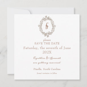 Rococo Florentine Monochrome Monogram Save The Date