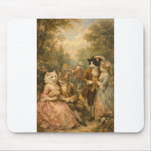 Rococo Garden Cats Gathering Mousepad