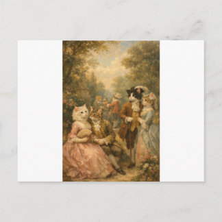 Rococo Garden Cats Gathering Postcard