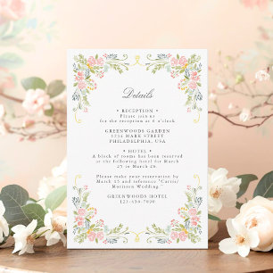Rococo Garden Ornate Floral Wedding QR Details Enclosure Card