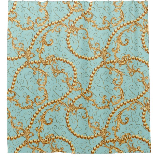 Rococo golden elements seamless pattern. Gold text (Front)