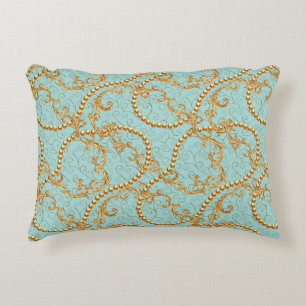 Rococo golden elements seamless pattern. Gold text Accent Pillow