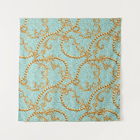 Rococo golden elements seamless pattern. Gold text