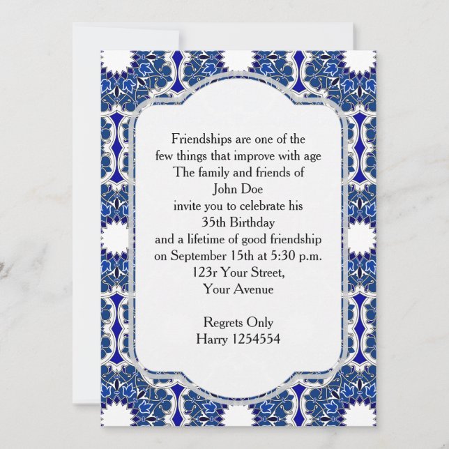 Rococo Indigo Beautiful Invitation (Front)