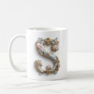 Rococo Initial 'S' Mug for a Coffee Princess