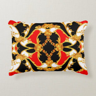 Rococo intricate panel with floral elements accent pillow