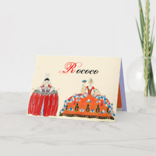 ROCOCO LADIES FASHION COSTUME DESIGNER MONOGRAM NOTE CARD