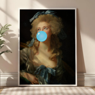 Rococo Lady with Bubblegum Altered Art Print