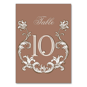 Rococo Mocha Florentine Monochrome Mousse Table Number