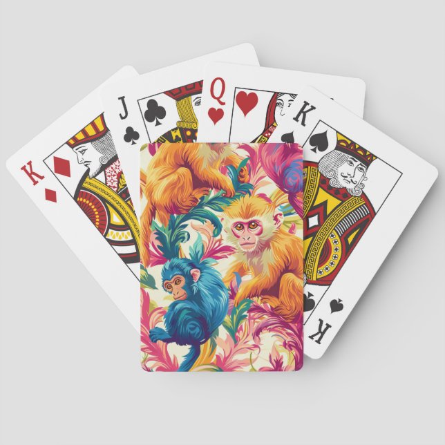 Rococo Monkey Pattern Playing Cards (Back)