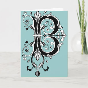 Rococo Monogram Letter B Note Card