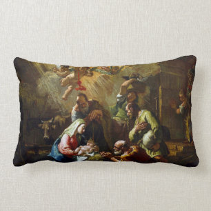 Rococo Nativity Scene Lumbar Pillow
