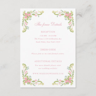 Rococo Ornate Floral Border Wedding Details Enclosure Card